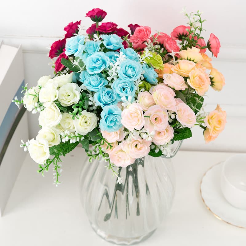 Korean-style 15-head Artificial Roses for Valentine's Day/Wedding, Silk Home Decor Ornament