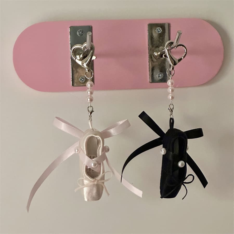 Korean mini ballet shoes hanging chain Guben card bag pendant ins style pearl small fragrance style genuine bag pendant
