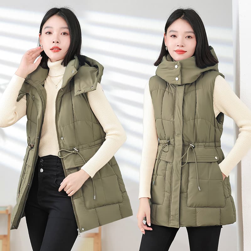 2025 foreign trade cotton vest thickened loose vest design hooded warm fashion cotton vest sleeveless waistcoat trendy