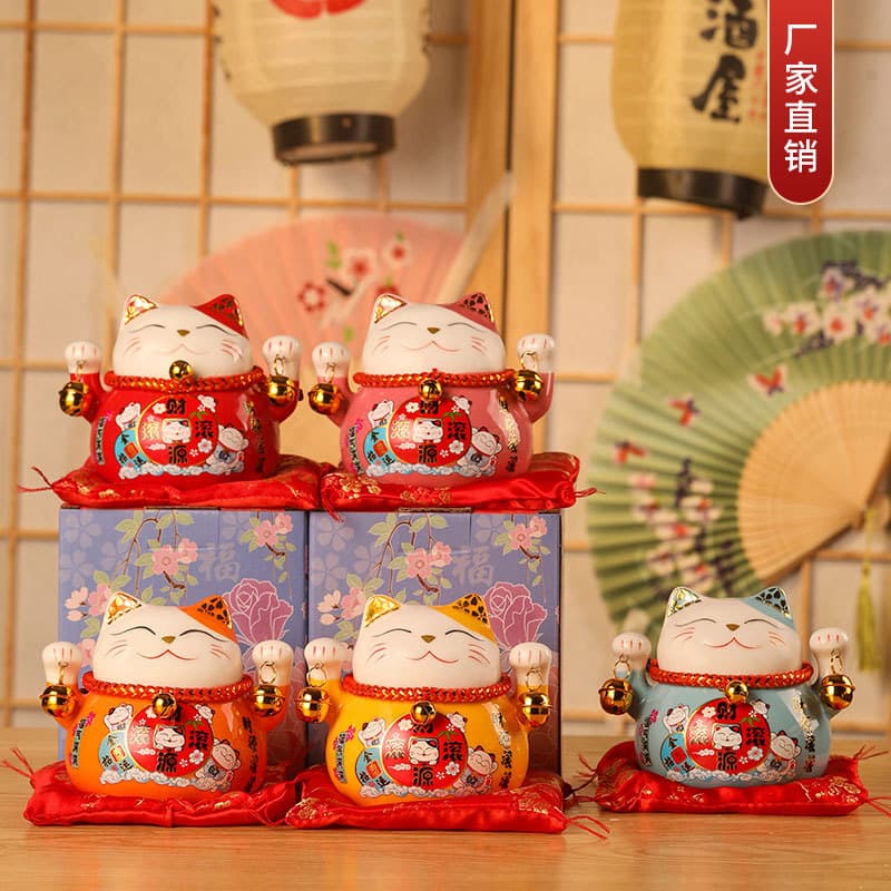 Lucky Cat Creative Ceramic Home Decor Mini Lucky Cat Piggy Bank Car Ornament Desk Decoration