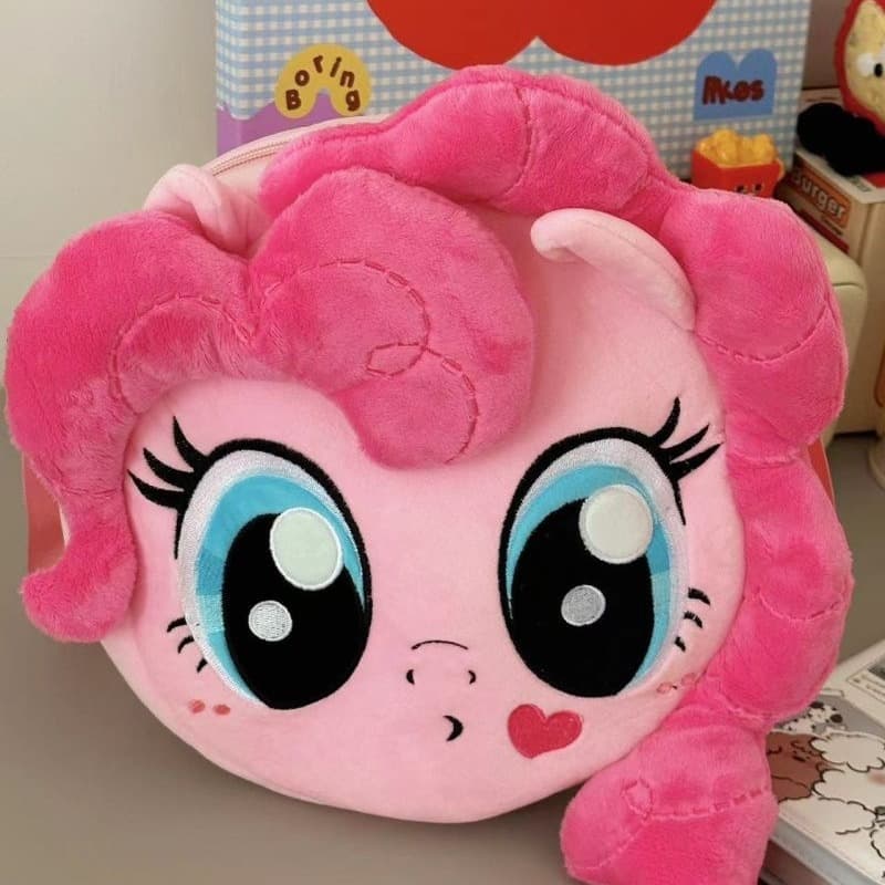 Pinkie Pie Plush Pony Big Head Bag Cute Cartoon Creative Backpack Anime Ita Bag Doll Bag Collaboration for Women
