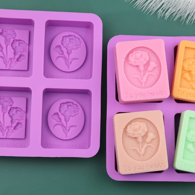 Sugar Castle Wholesale 4-Piece Carnation Silicone Cake Mold Kitchen Baking Silicone DIY Handmade Soap Mold