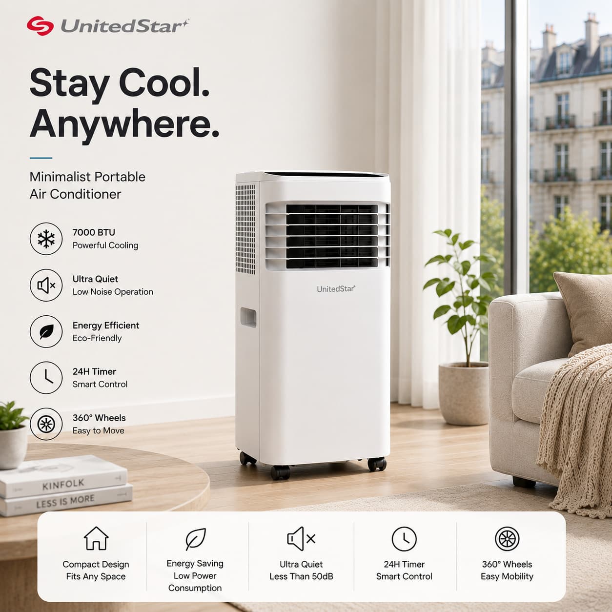 Portable Air Conditioner 7000BTU Cross-Border Mobile Air Conditioner Factory CB In Stock