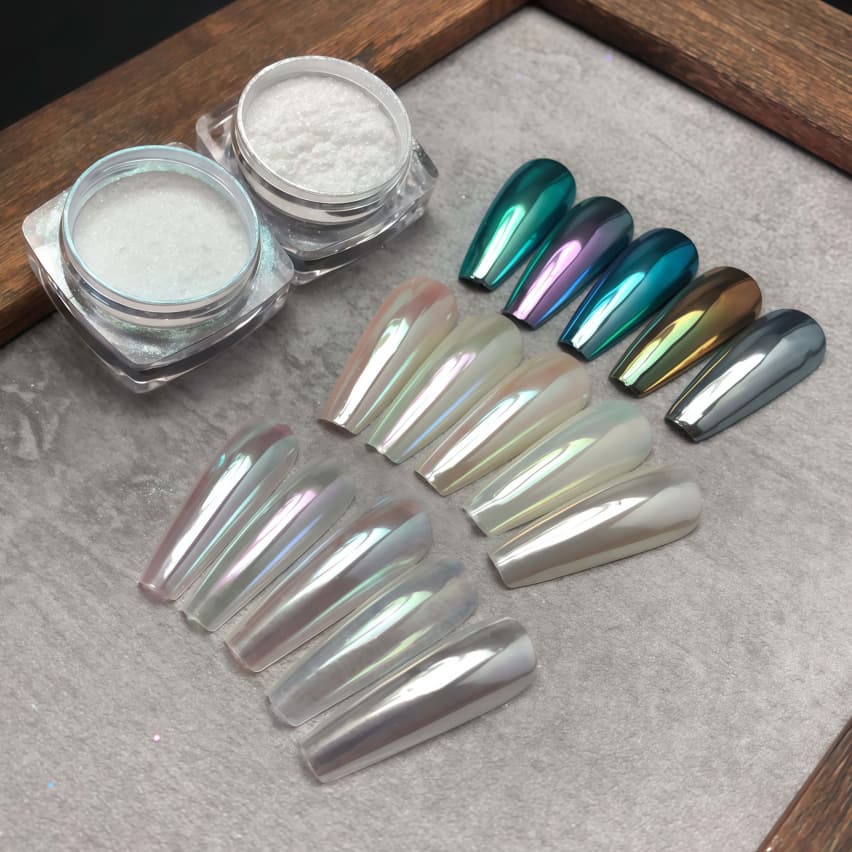 Cross-border Nail Art Metallic Mirror Gold Silver Powder Electroplated Magic Mirror Powder Ultra-Bright Titanium Gold Powder Glitter Powder Wholesale Wearable Nail Tips