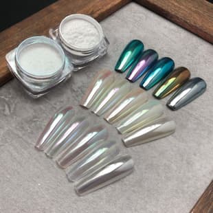 Cross-border Nail Art Metallic Mirror Gold Silver Powder Electroplated Magic Mirror Powder Ultra-Bright Titanium Gold Powder Glitter Powder Wholesale Wearable Nail Tips