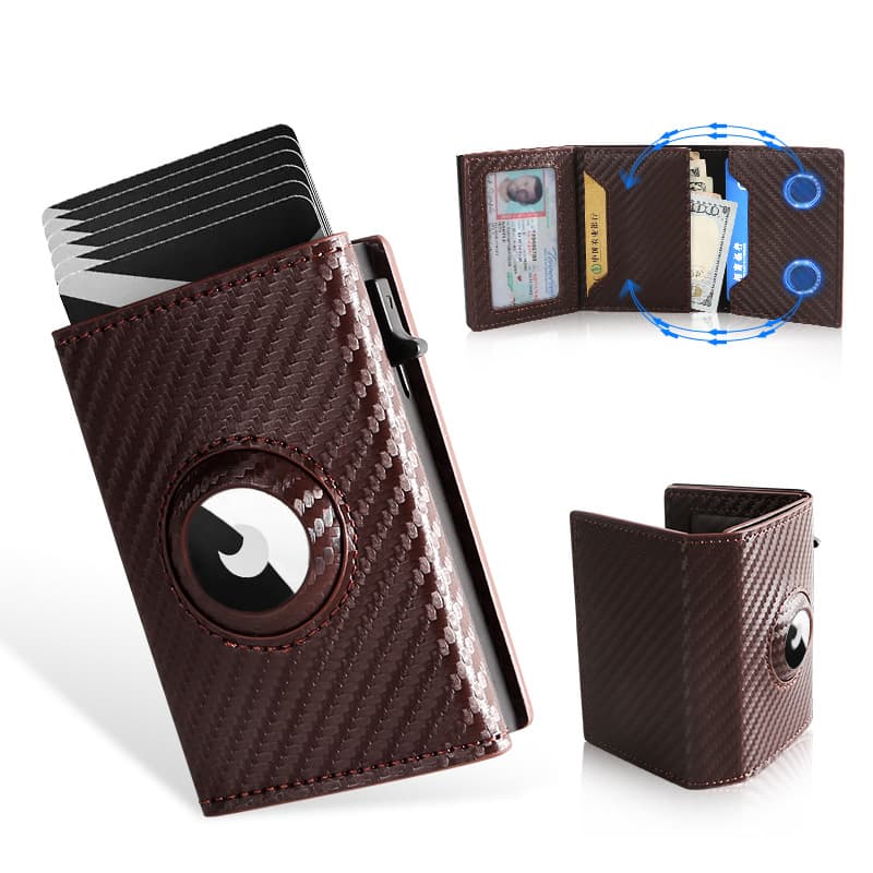 Anti-theft brushed metal credit card holder portable multi-card slot wallet card holder all-in-one AirTag tracker card holder