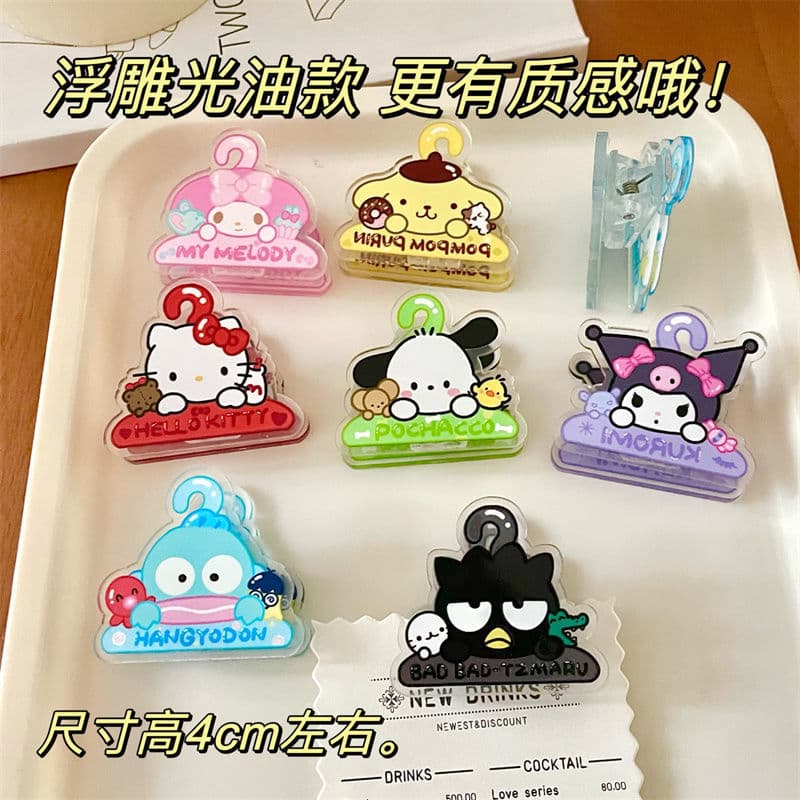 Sanrio Clips Kuromi My Melody PP Clips Cartoon Cute Chibi Ins Style Transparent Clips