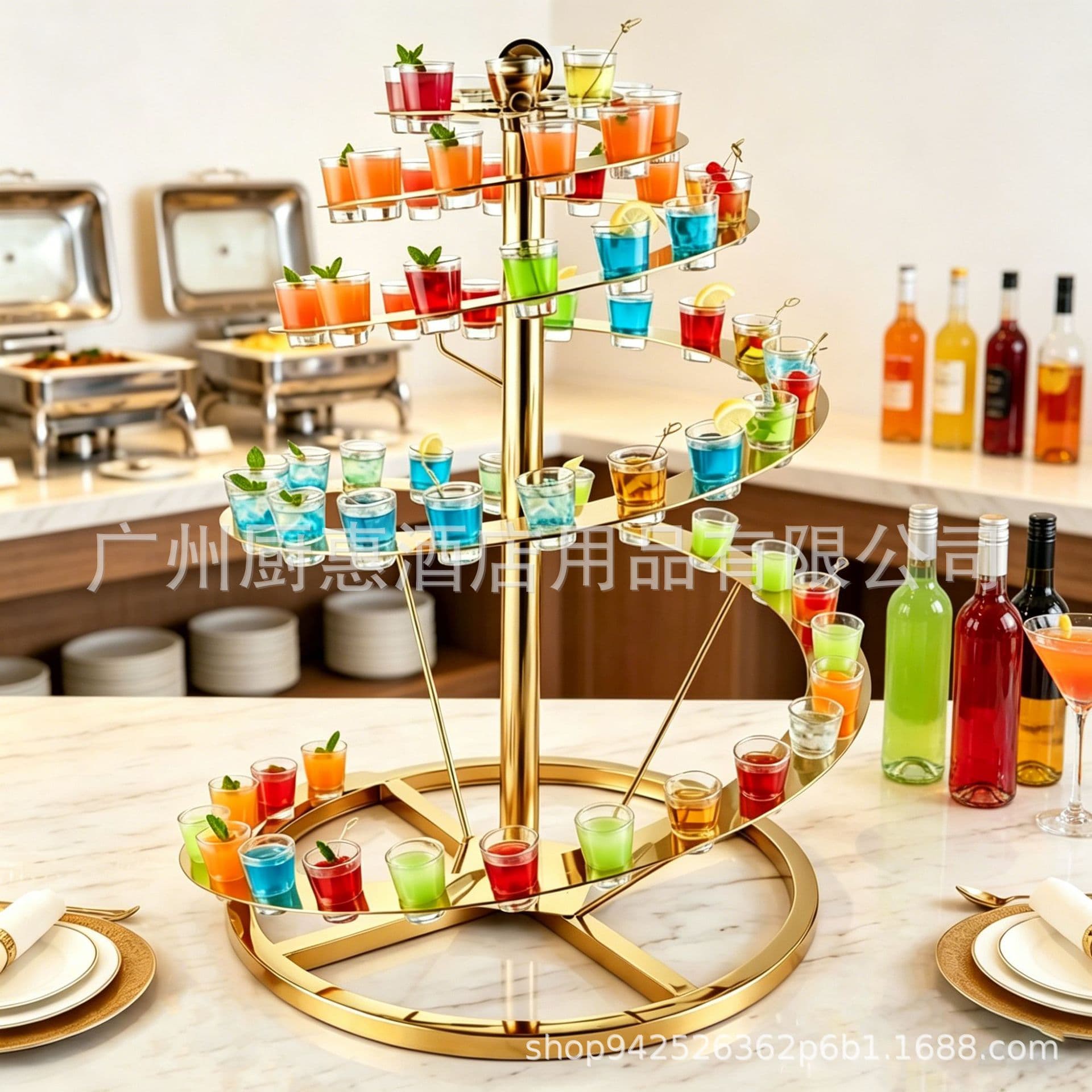 Star Hotel Decorative Dessert Cake Stand Rotating Buffet Food Display Rack Wedding Banquet Pastry Stand