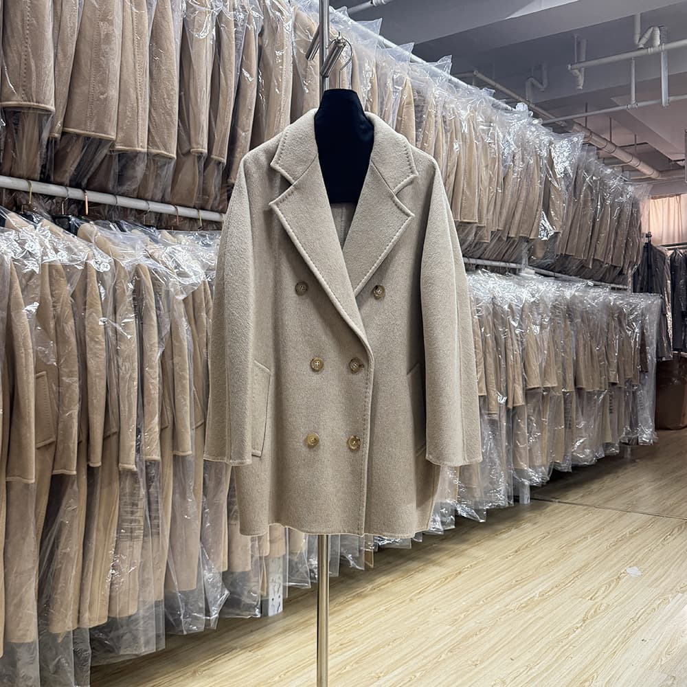 Double-Faced Cashmere Water Ripple Coat for Women, Sella Short Style M, Small Size Women's Blazer, Autumn Woolen Outerwear