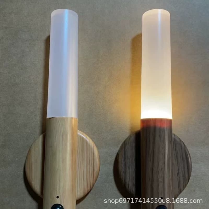Cross-border Smart Human Body Sensor Light Self-adhesive Wall LED Rechargeable Light Wood-grain Sensor Entry Light Rechargeable