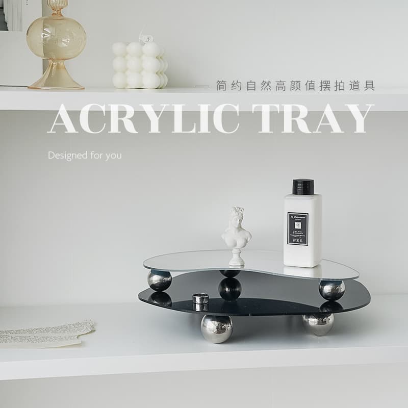INS Creative Light Luxury Acrylic Tray Set Mirror Tray Photo Decoration Storage High-End Living Room Ornament