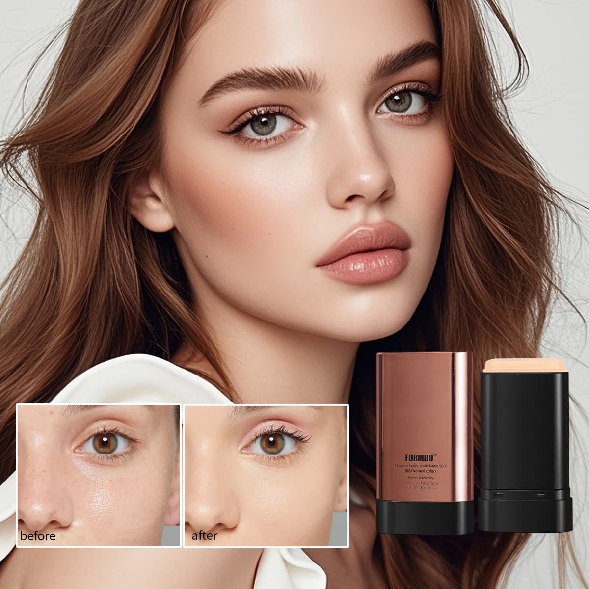 Cross-border FORMBO Rubber Sassafras Foundation Stick Natural Lasting Makeup Does Not Decolor Creamy Skin English Help Foreign Trade Wholesale