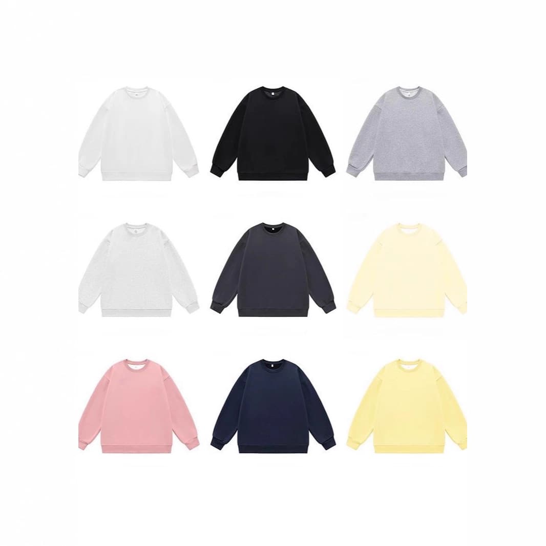 【TC Cotton Blend Milk Silk 310g Back Collar】Oversized Drop Shoulder Crew Neck Sweatshirt Blank for Men and Women