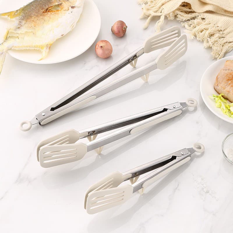 In-stock Silicone Food Tongs 9-inch 12-inch Steak Tongs Stainless Steel BBQ Tongs Heat-Resistant Anti-Scald Food Tongs Spatula Tongs