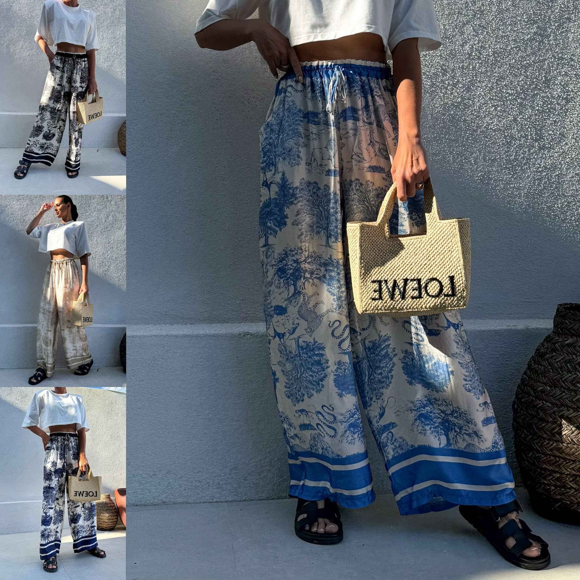 Fashionable Bohemian Style Wide Leg Pants Casual Holiday Wear Comfortable Loose Fit Long Trousers for Women
