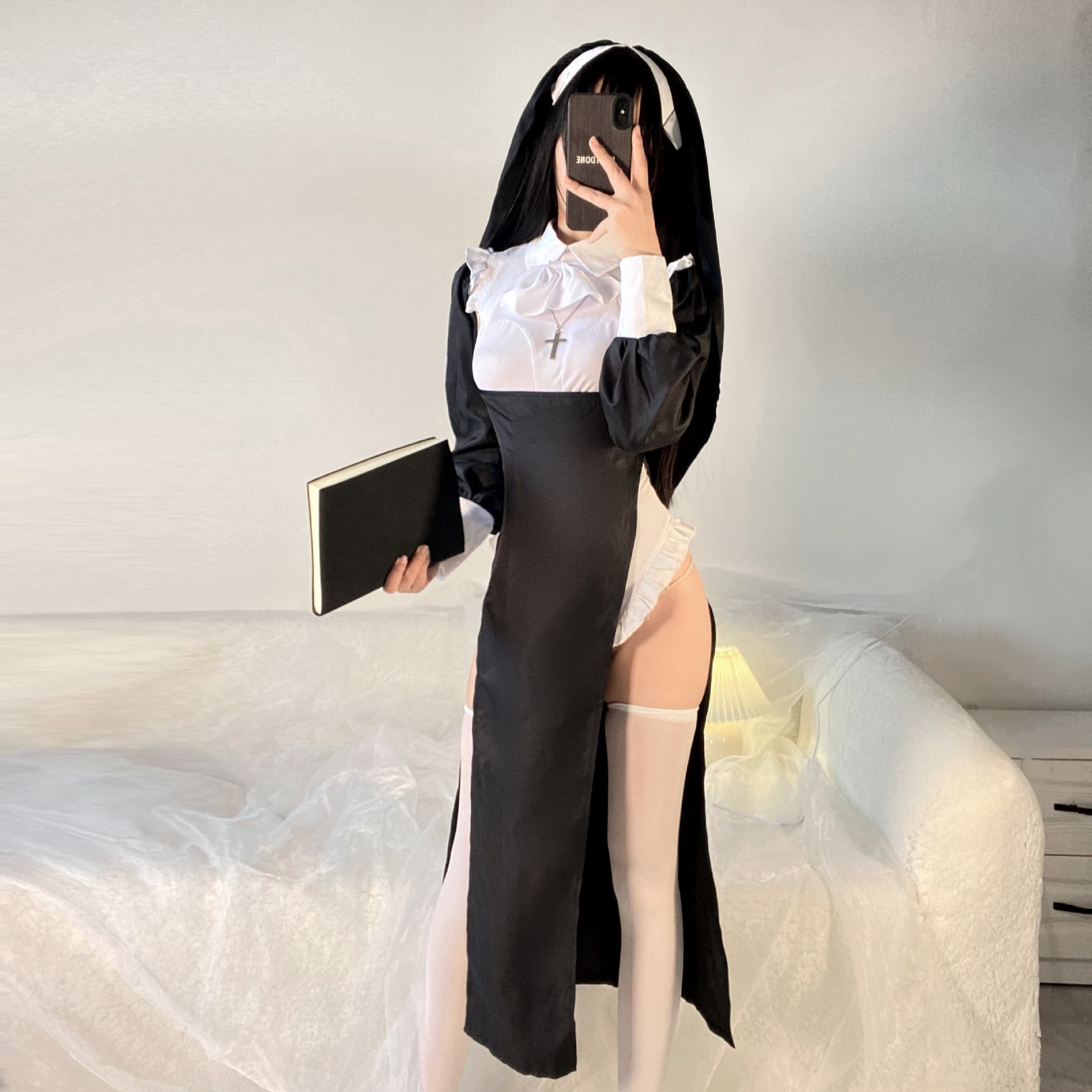 Spot nun cos tights, sexy and decorated female clothing, Douyin nun cross-dressing, same cosplay