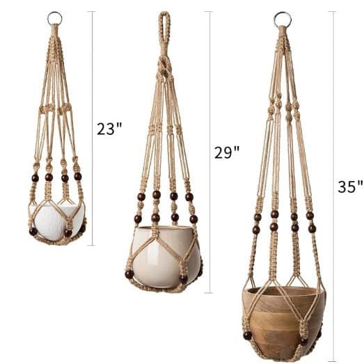 Cross-Border Flower Pot Net Bag, Hand-Woven Hanging Flower Pot Plant Basket, Cotton and Linen Rope Hanging Plant Basket