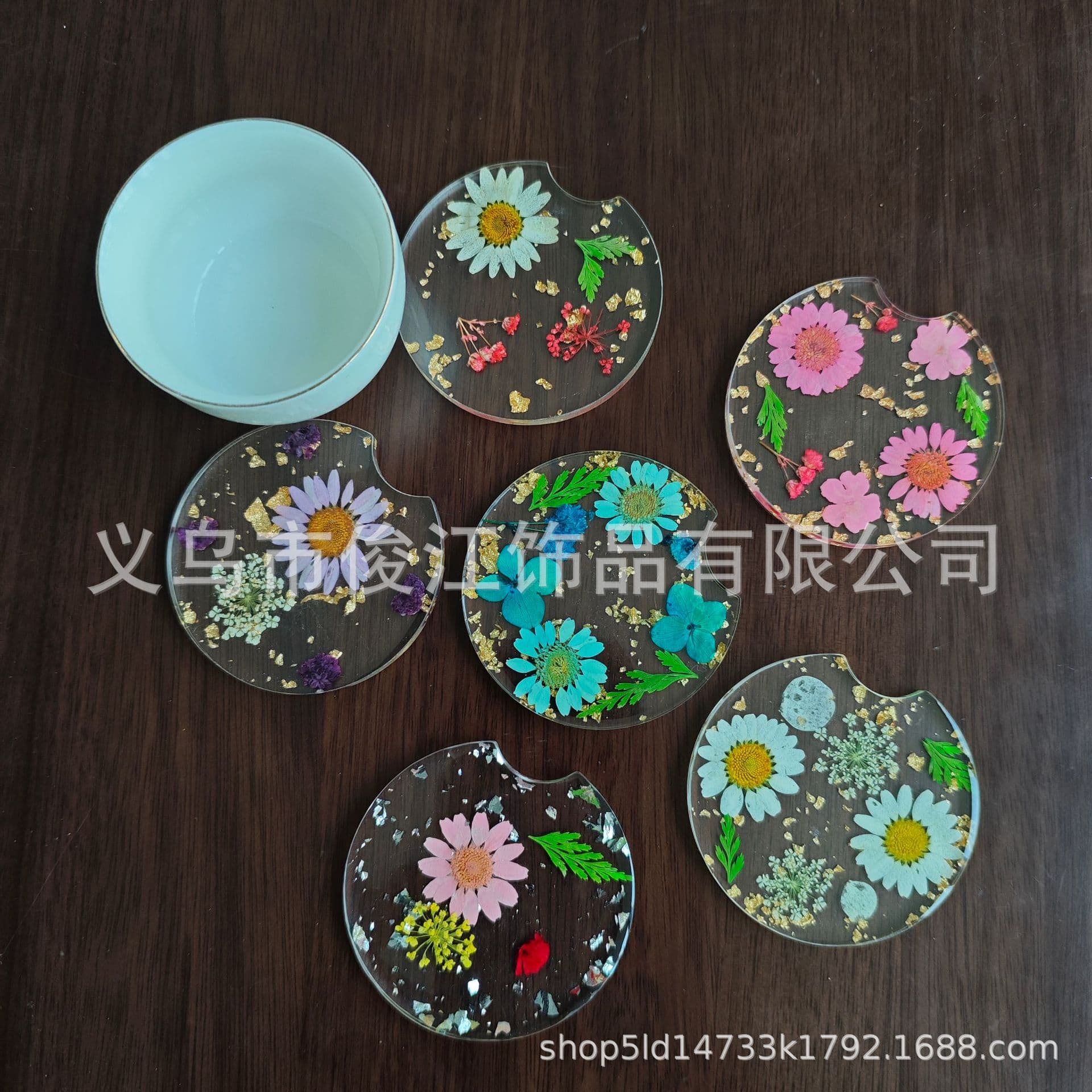 Car Cup Mat with Real Flowers, Handmade Resin Epoxy Coaster, Heat-Resistant Insulating Pad, Transparent Coaster for Home Tableware and Tea Cups
