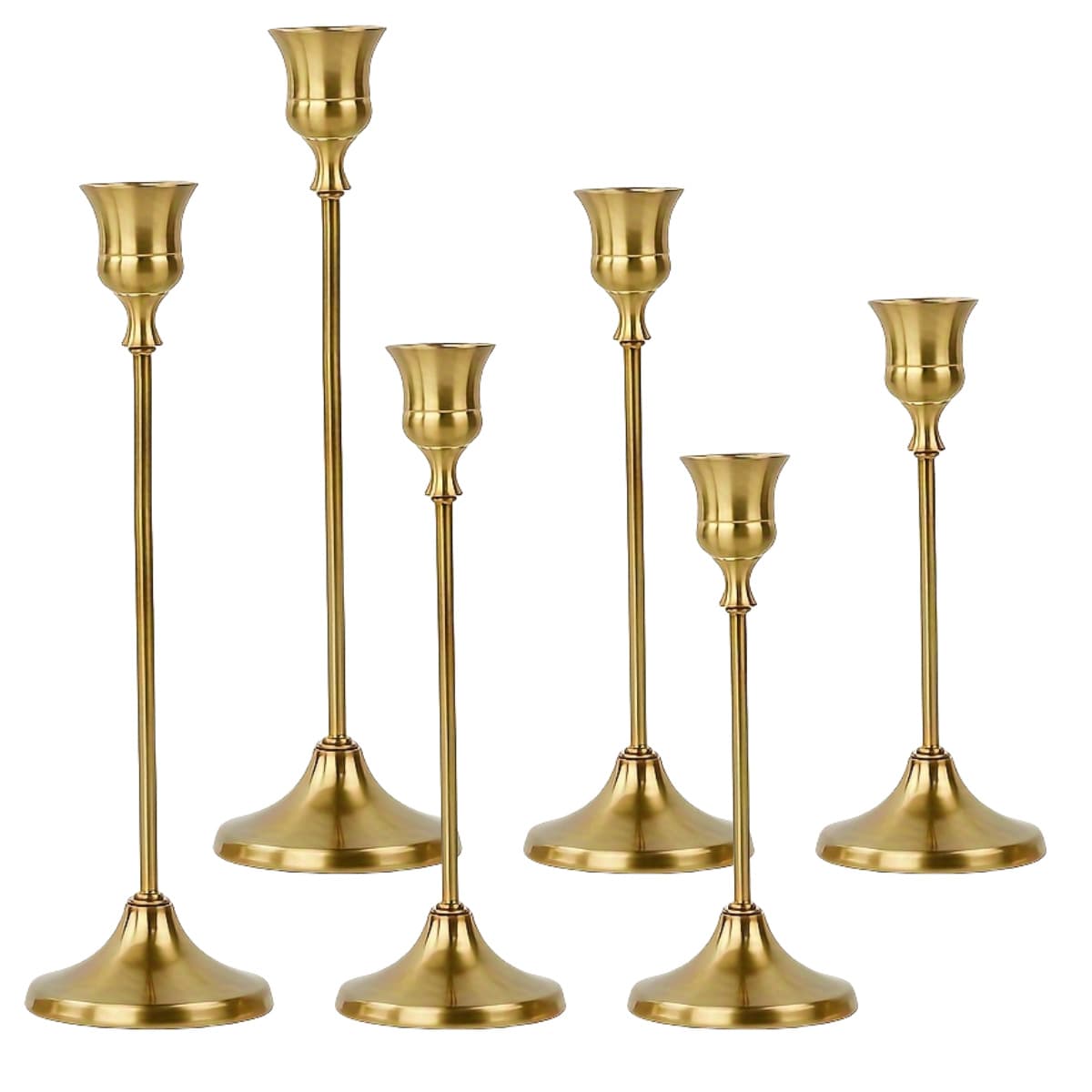 6 Elegant and Romantic European Candlesticks for Dinner, Wedding Decorations, Tabletops, and Hotels - Conical Copper Candlestick Bases