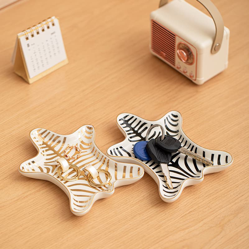 Cross-border Ornament INS Style Ceramic Jewelry Tray Cloud Stripe Plate Bathroom Storage Tray Living Room Desktop Decor