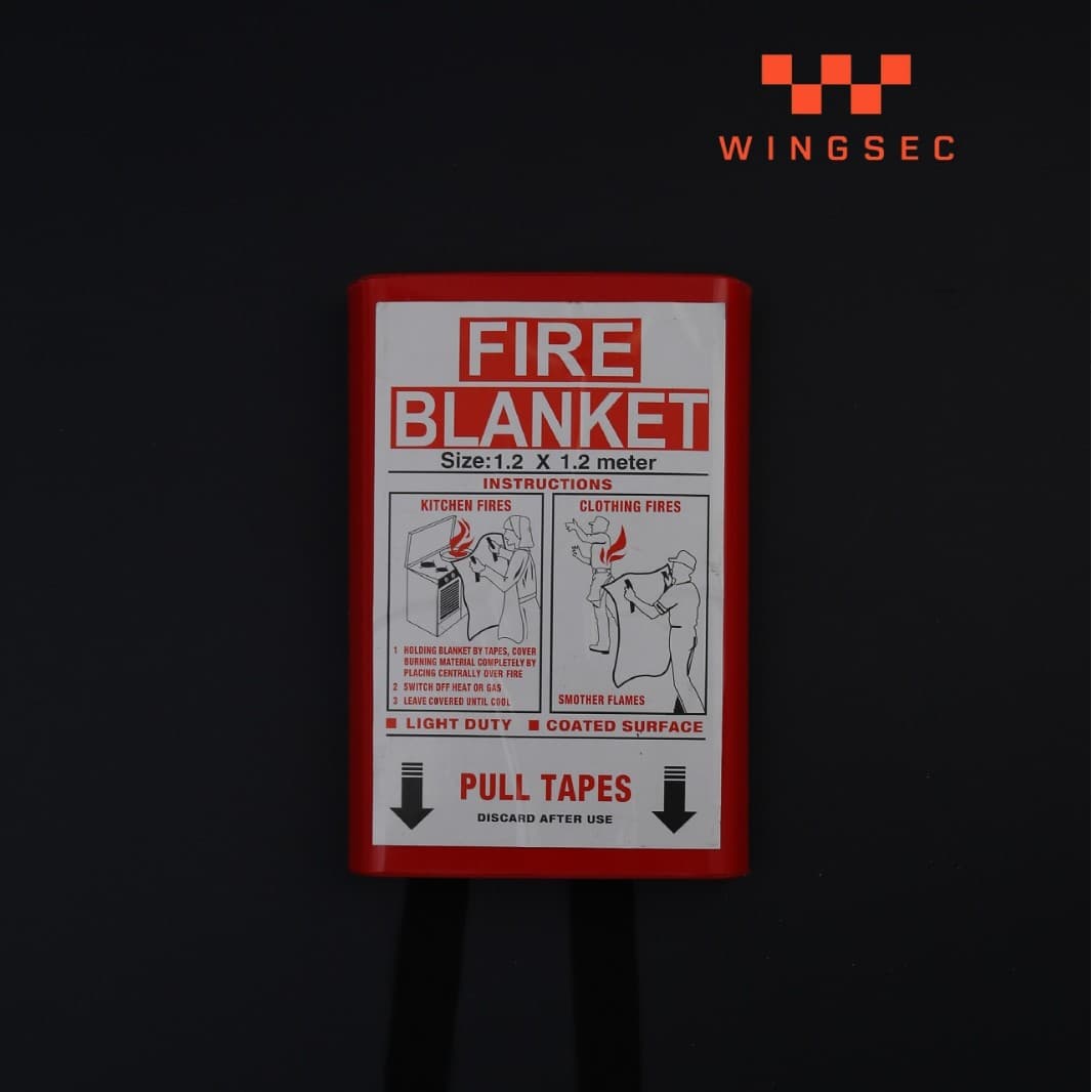 Fire blanket box, EN1869 fireproof and flame-retardant fire blanket, PVC box, fire escape blanket manufacturer, Wing Shield.