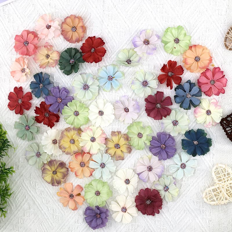 Artificial Flower DIY Wreath Making Kit, Silk Flowers, Fake Flowers for Wedding Decoration, Six-Petal Flower, Opera Flower Headpiece