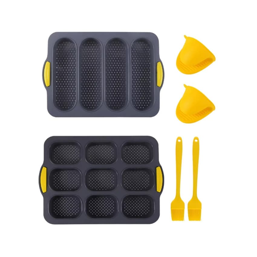Cross-Border Baking Tools Baguette Baking Tray Non-Stick Silicone Hamburger Mold Home-Use Cake Hot Dog Mold Set