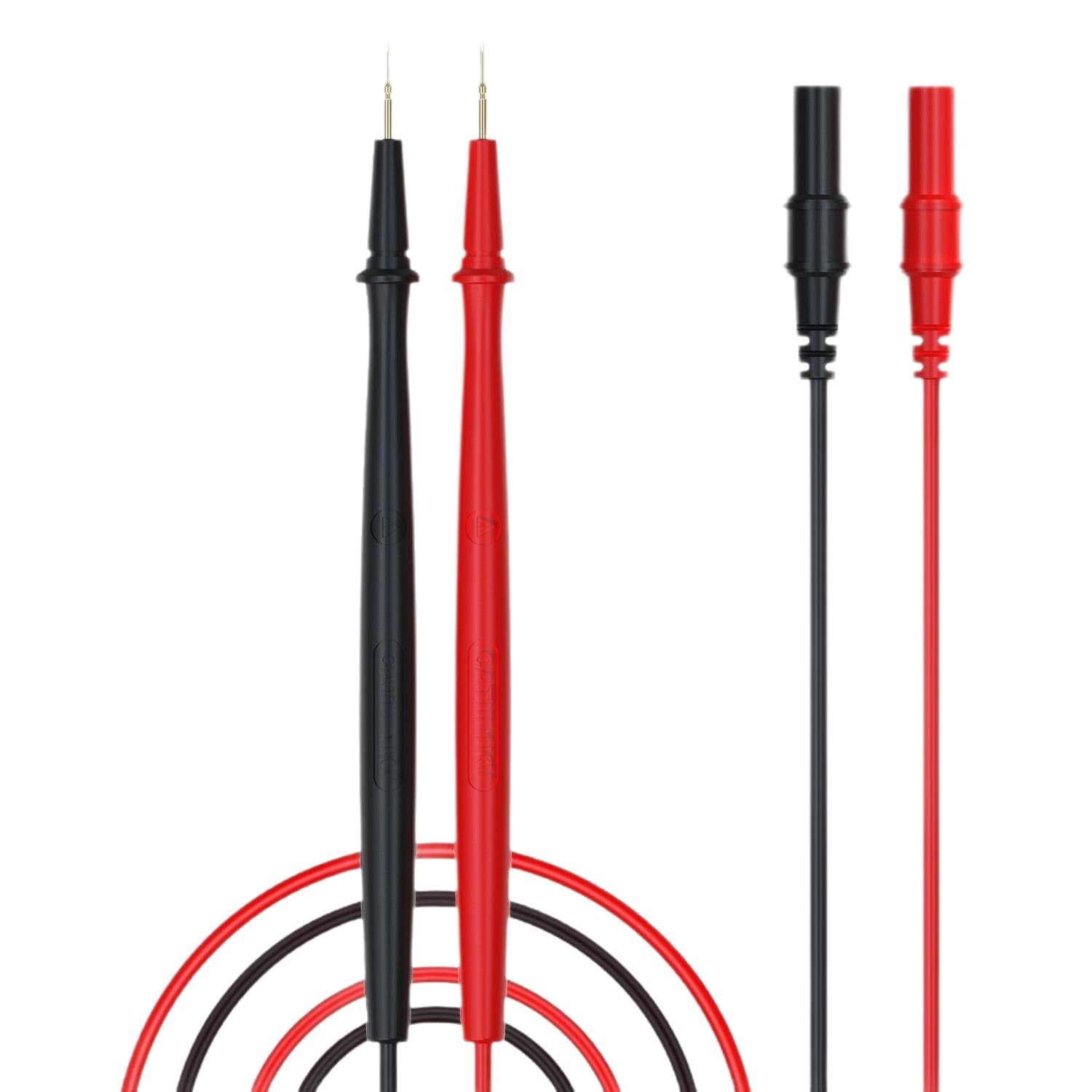 In-line Silicone Ultra-Fine Tip Test Leads, Universal for Digital Multimeter and Clamp Meter, Gold-Plated Copper Needle Fine Point Test Lead Wire Accessories