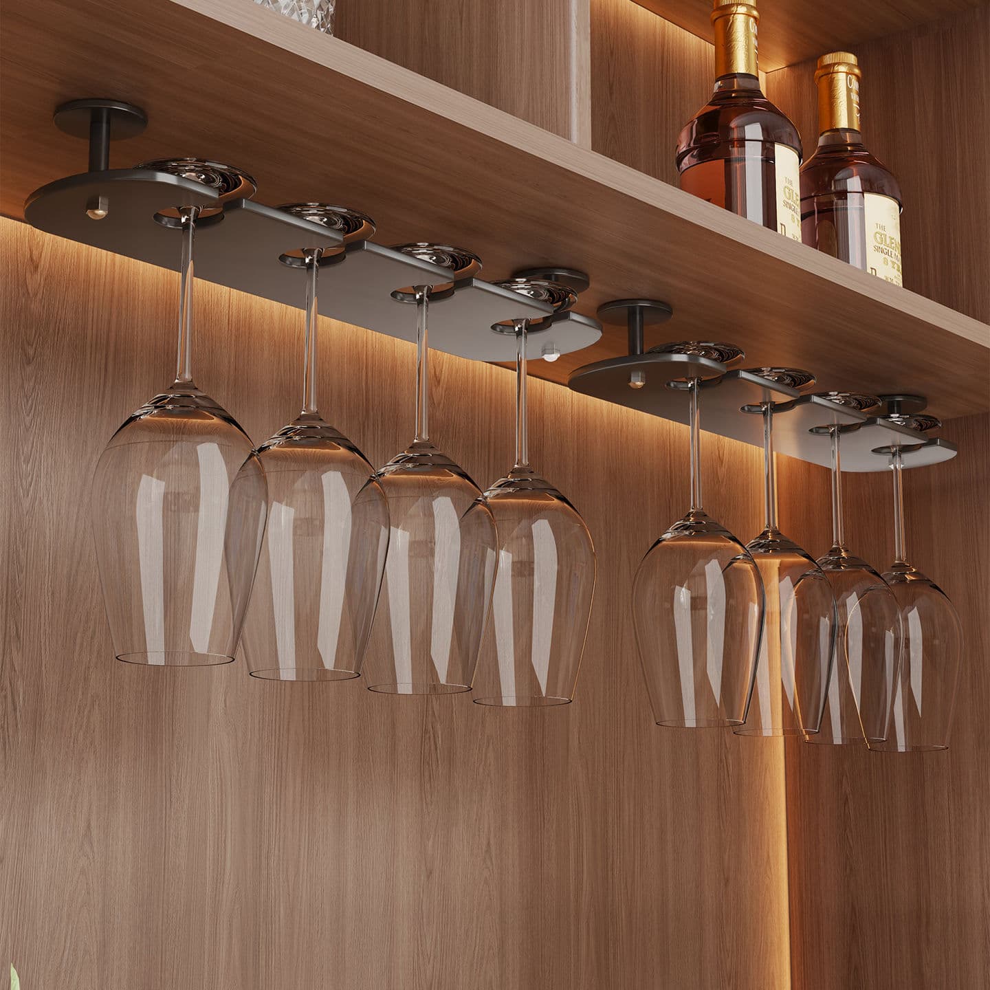 No-drill Wine Glass Hanging Rack for Cabinet, European-style Home Suspension Rack for Red Wine Glasses, Light Luxury High-end