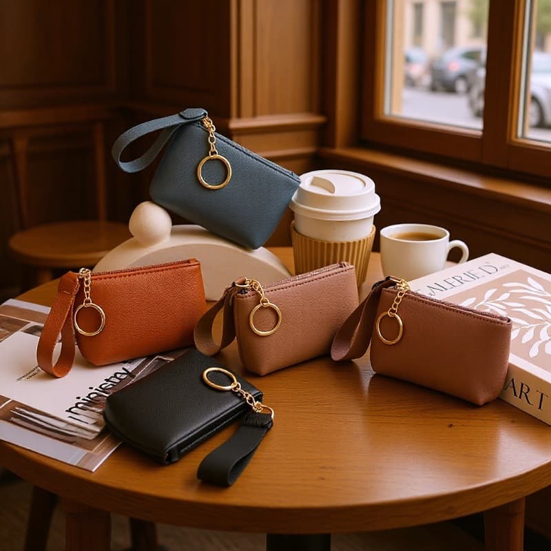 2026 New Coin Purse Litchi Pattern Small Purse Stall Wholesale Small Bag Clutch Bag Lanyard Bag Mini Bags
