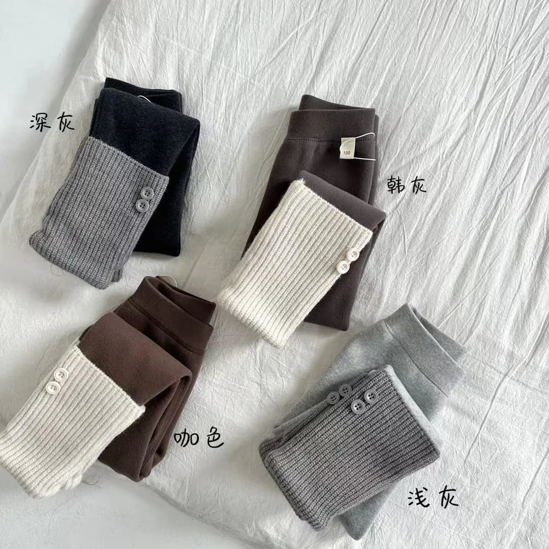 New winter girls' leggings, Korean fashion outer wear, children's fashionable color matching pants, baby girl's trousers, cross-border