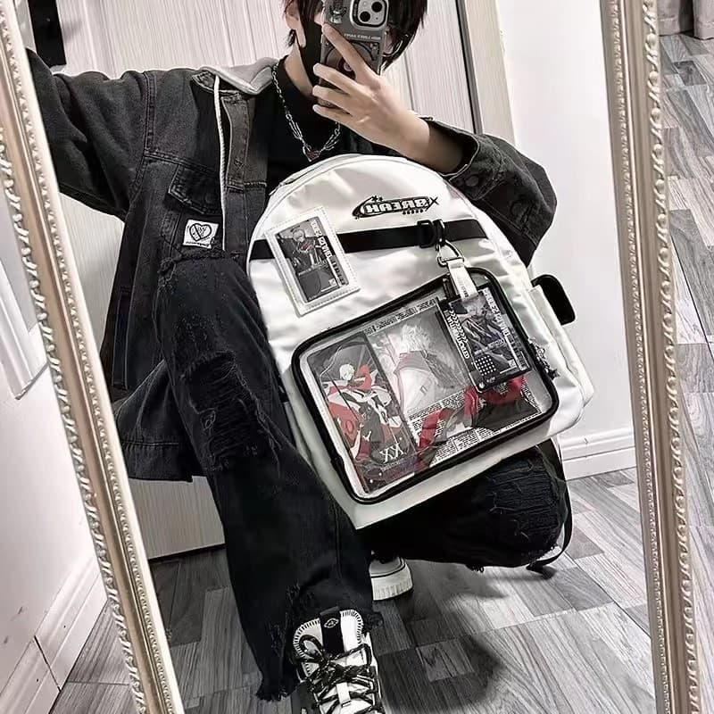 Large-capacity daily neutral pain bag college style student school bag travel transparent backpack Korean version ins style backpack