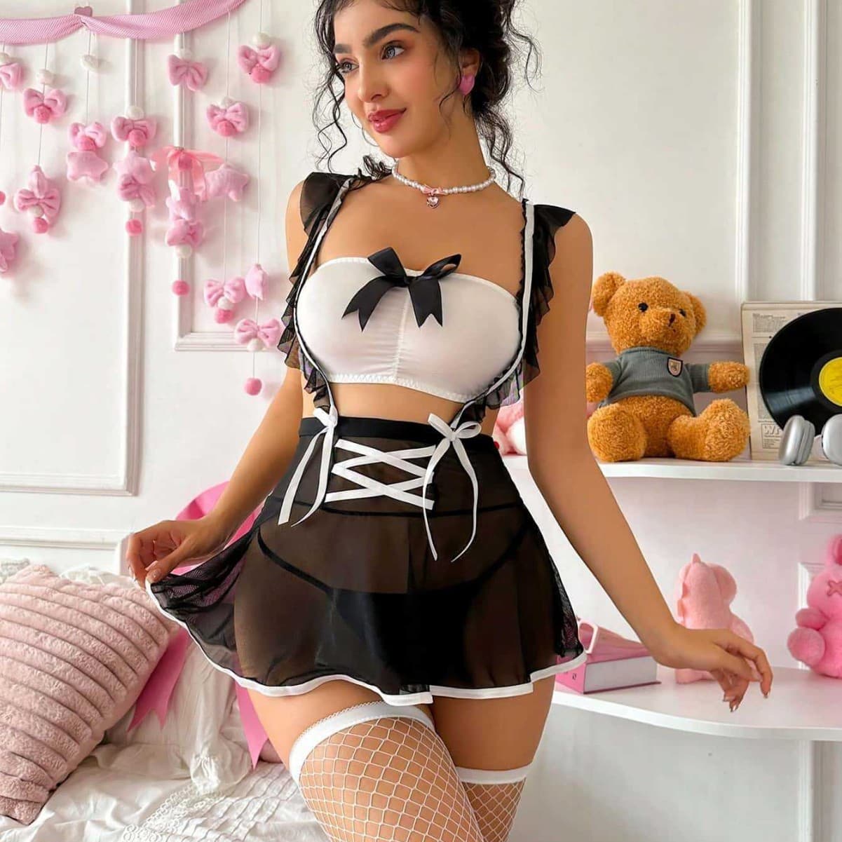 European and American Sexy Ultra-short Pleated Skirt Lingerie Set Uniform Temptation CSO Sexy Set Maid Temptation