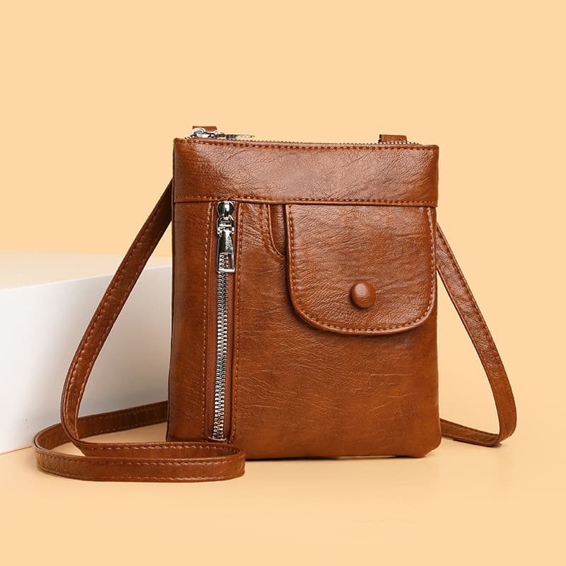 Small bag mobile phone bag shoulder bag new fashion mobile phone bag women's crossbody bag retro soft leather European and American style mature women's bag