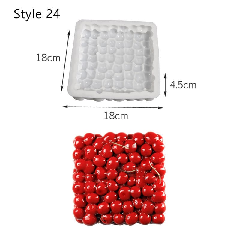 Assorted 3D Fruit Mousse Silicone Cake Molds Pear Apple Pineapple Peach Blueberry Durian Raspberry