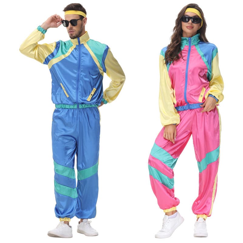 Halloween Party Cosplay Costume Hip Hop Couple Performance Outfit Retro Disco Dance Sportswear