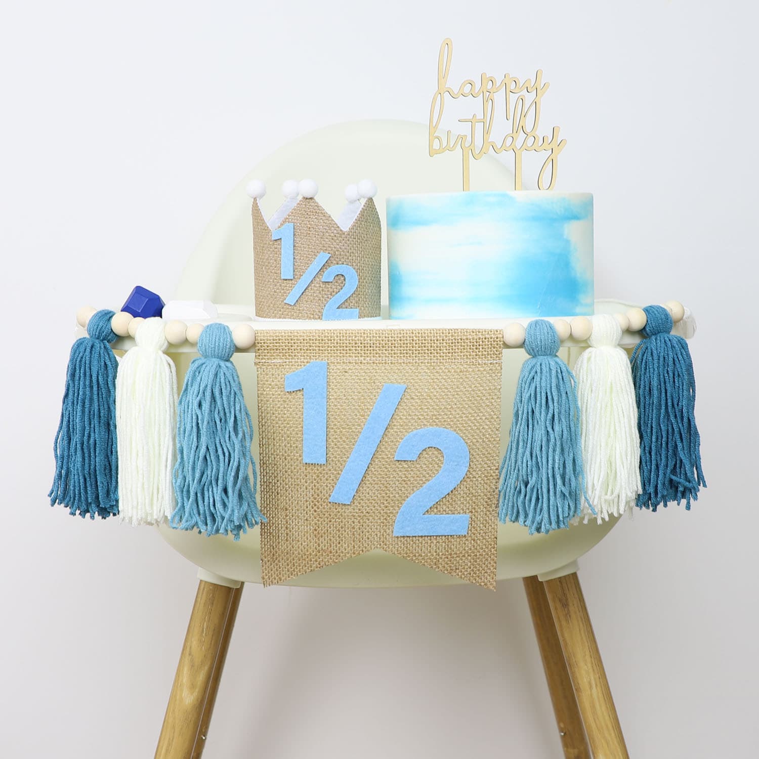Bohemian Wooden Bead Tassel Banner, Half Birthday Tassel Banner, Party Birthday Decoration Banner