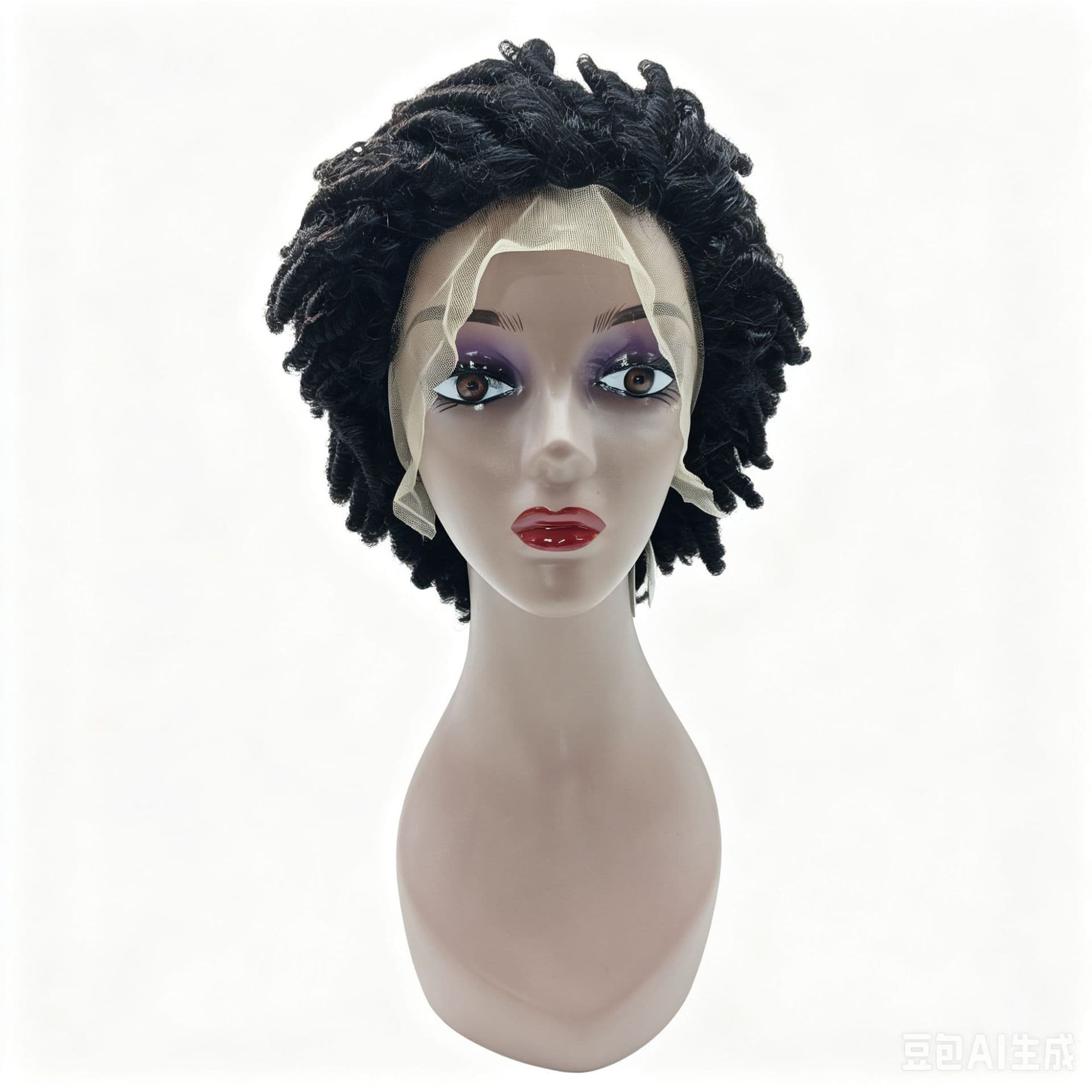 New Cross-Border Europe America Africa Wig Women's Curly 13x4 Lace Natural Color 8 Inch Caterpillar Curl Real Hair