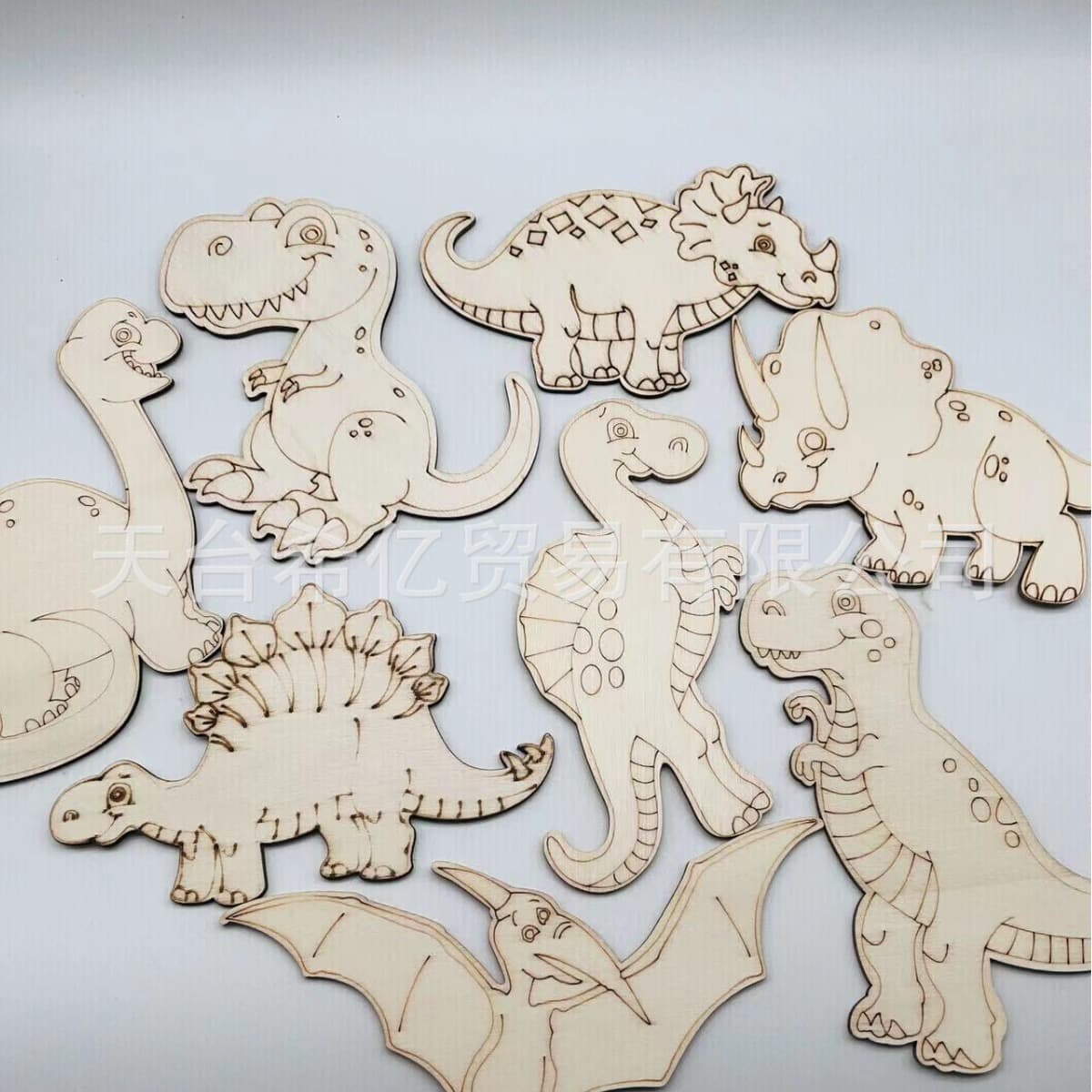 Original Dinosaur Wooden Crafts For Toddlers Diy Creative Wooden Pieces 8pcs/pack Kindergarten Painting Handmade Materials