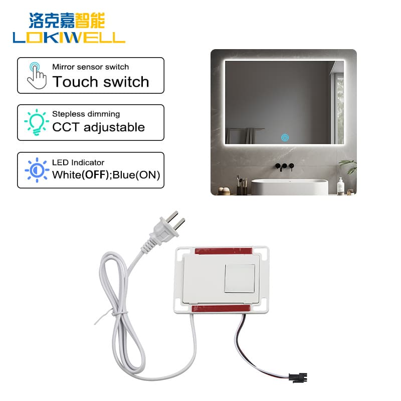 Touch Dimming Switch 12V 2A 24W Mirror Switch for Bathroom