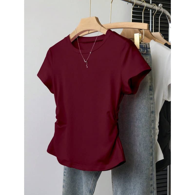 K 97381 Ruched Waist T-shirt Cross-border AliExpress Amazon