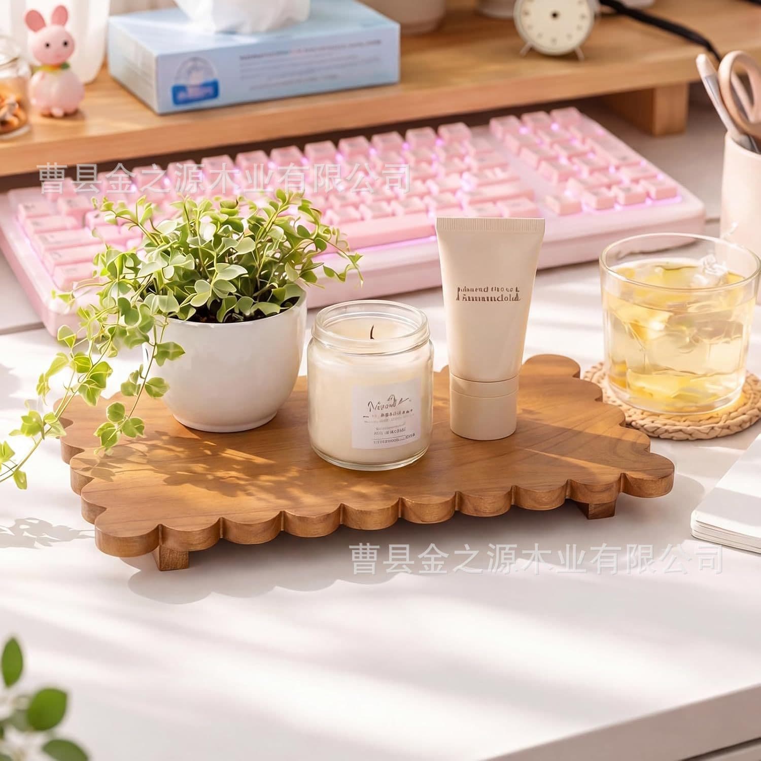 New wooden desktop square flower pot stand base aromatherapy candle decorative display stand bathroom supplies organizer rack