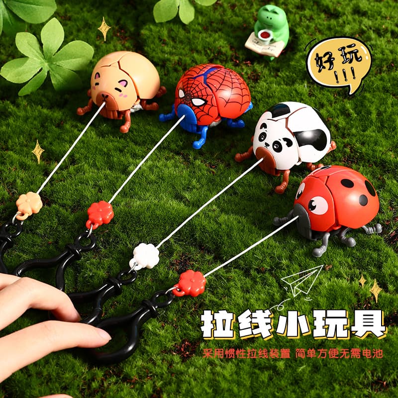 Creative Cartoon Cappy Bala Pull Ladybug Keychain Backpack Cute Pendant Couple Toy Small Gift Wholesale