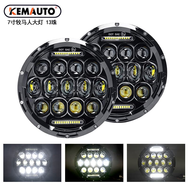 7inch Wrangler Car Lights 13-Bead Lens Spotlight Off-Road Vehicle Motorcycle Light Modified H4 Harley Led Headlight