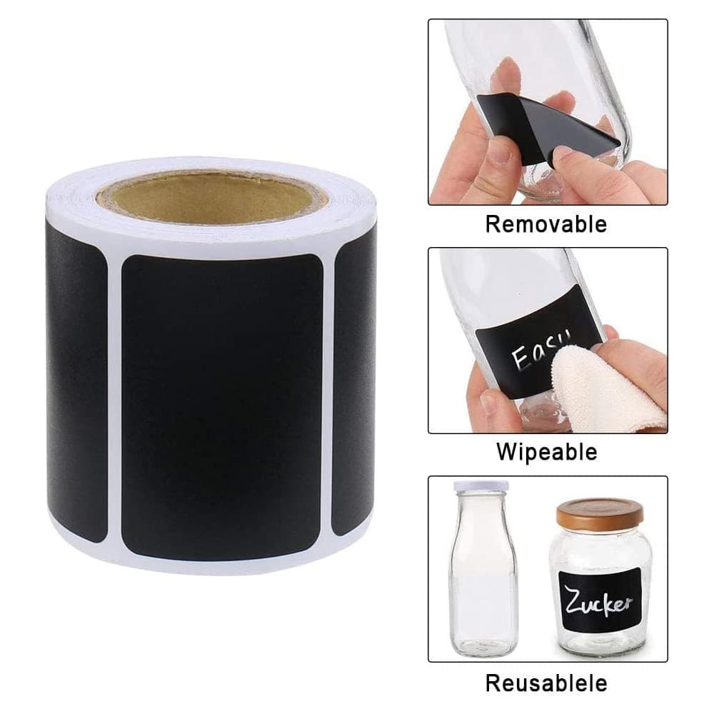 PVC 120 Sheets Removable Writing Blackboard Labels Waterproof Reusable Black Stickers for Furniture Kitchen Supplies
