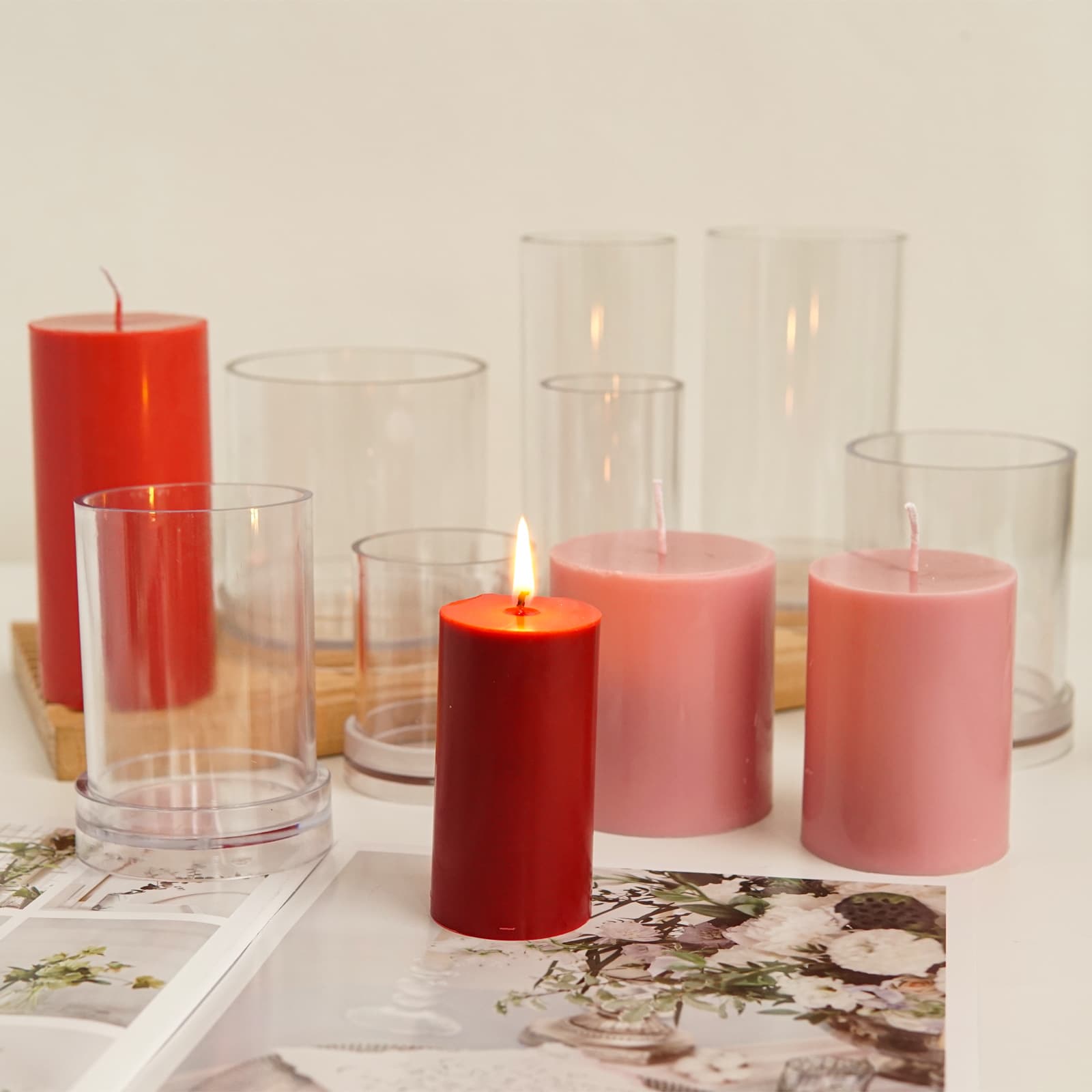 DIY Scented Candle Plastic Mold Flat-Top Cylindrical Candle Mold Acrylic Transparent PC Pillar Candle Mold