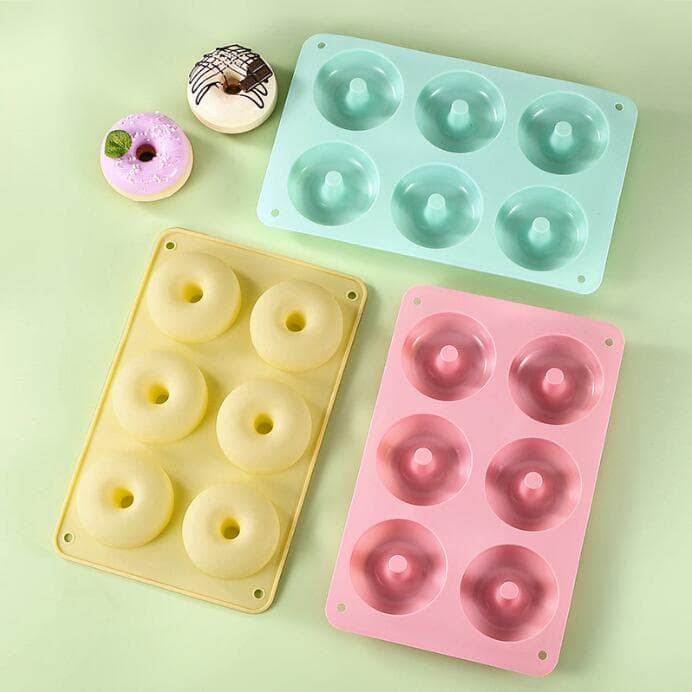 Silicone 6-cavity donut mold, oven baking tool, DIY tool, six-cavity silicone baking pan, cake mold