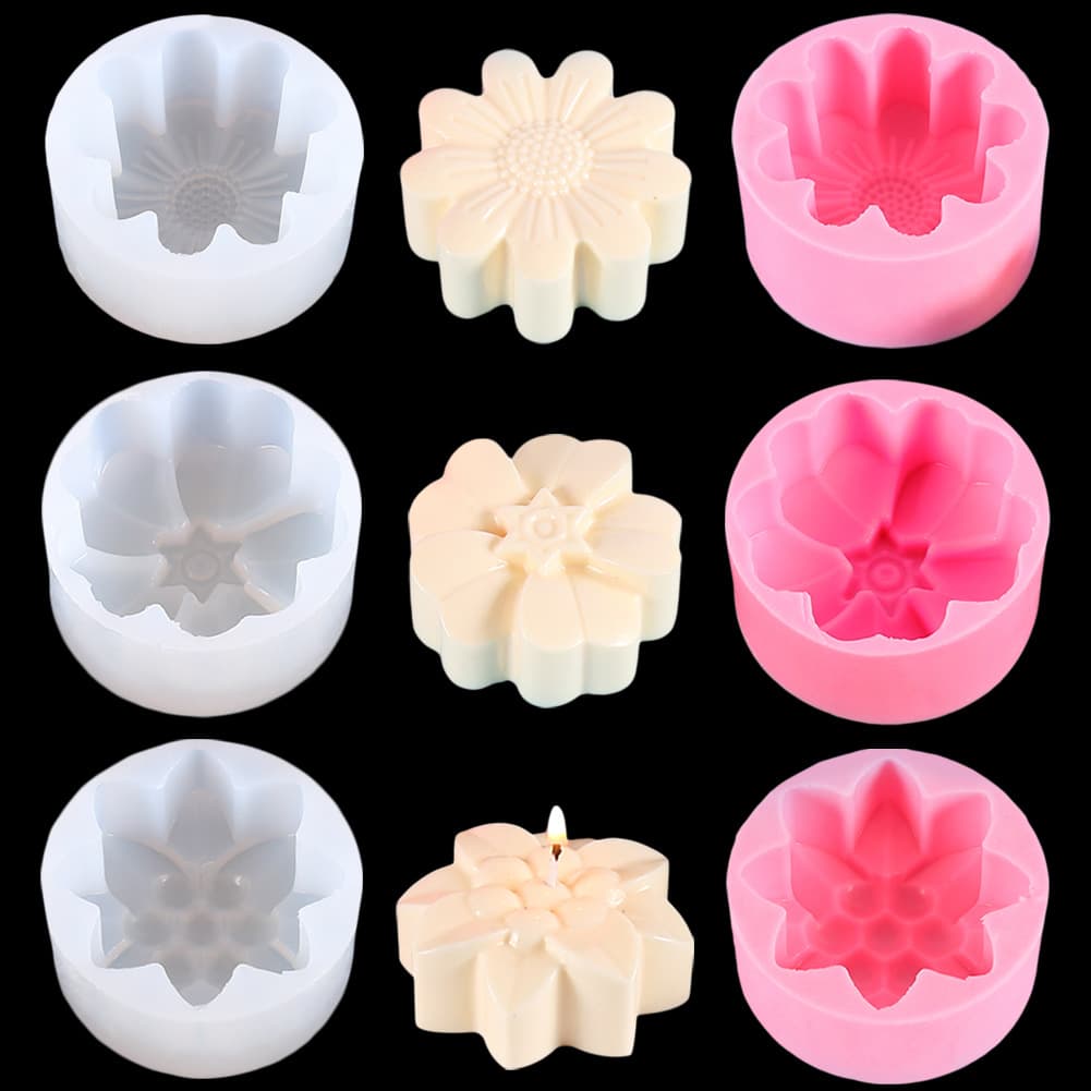 DIY Aromatherapy Stone Soap Plaster Resin Mold - Flower Mooncake Series Scented Candle Liquid Silicone Mold