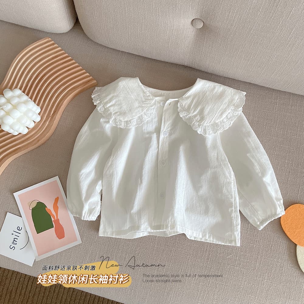 Girls Korean-Style Blouse 2026 Autumn New Arrival 0-6 Years Baby Lace Collar Shirt Children Fall Top CY232