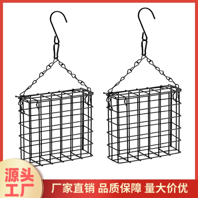 New In Stock Square Wire Mesh Bird Feeder Outdoor Suet Bird Cage Feeder Hanging with Chain Hummingbird Feeder